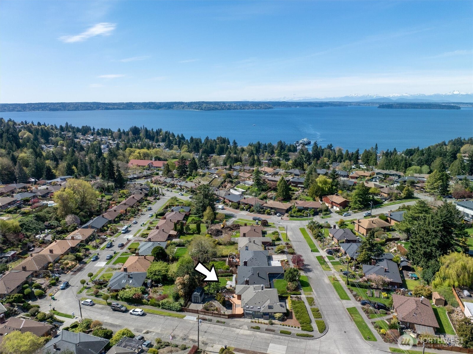 High level look at the neighborhood with the arrow pointing out 4003's lovely corner location.