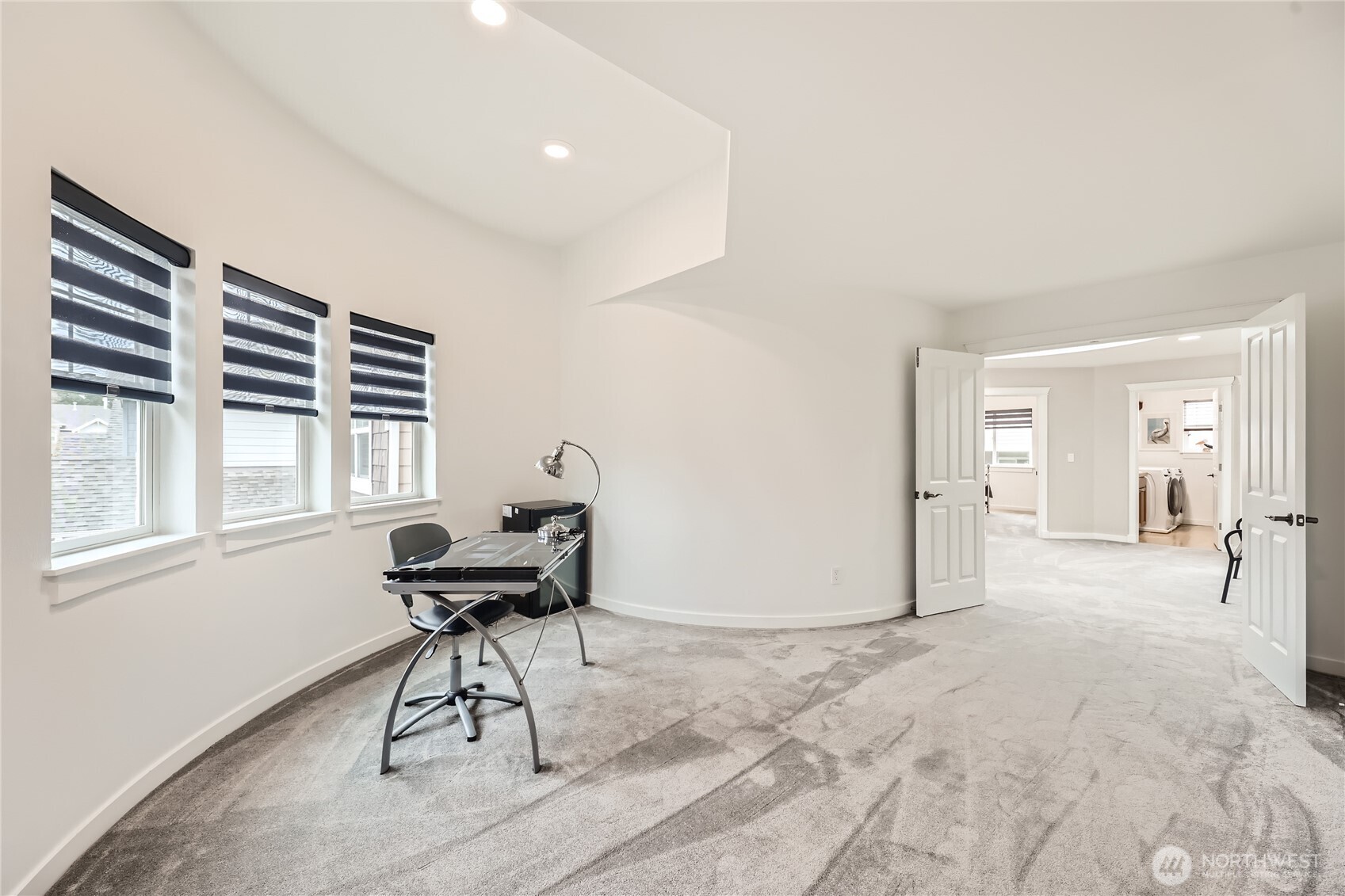 Double door entry to the bonus room.