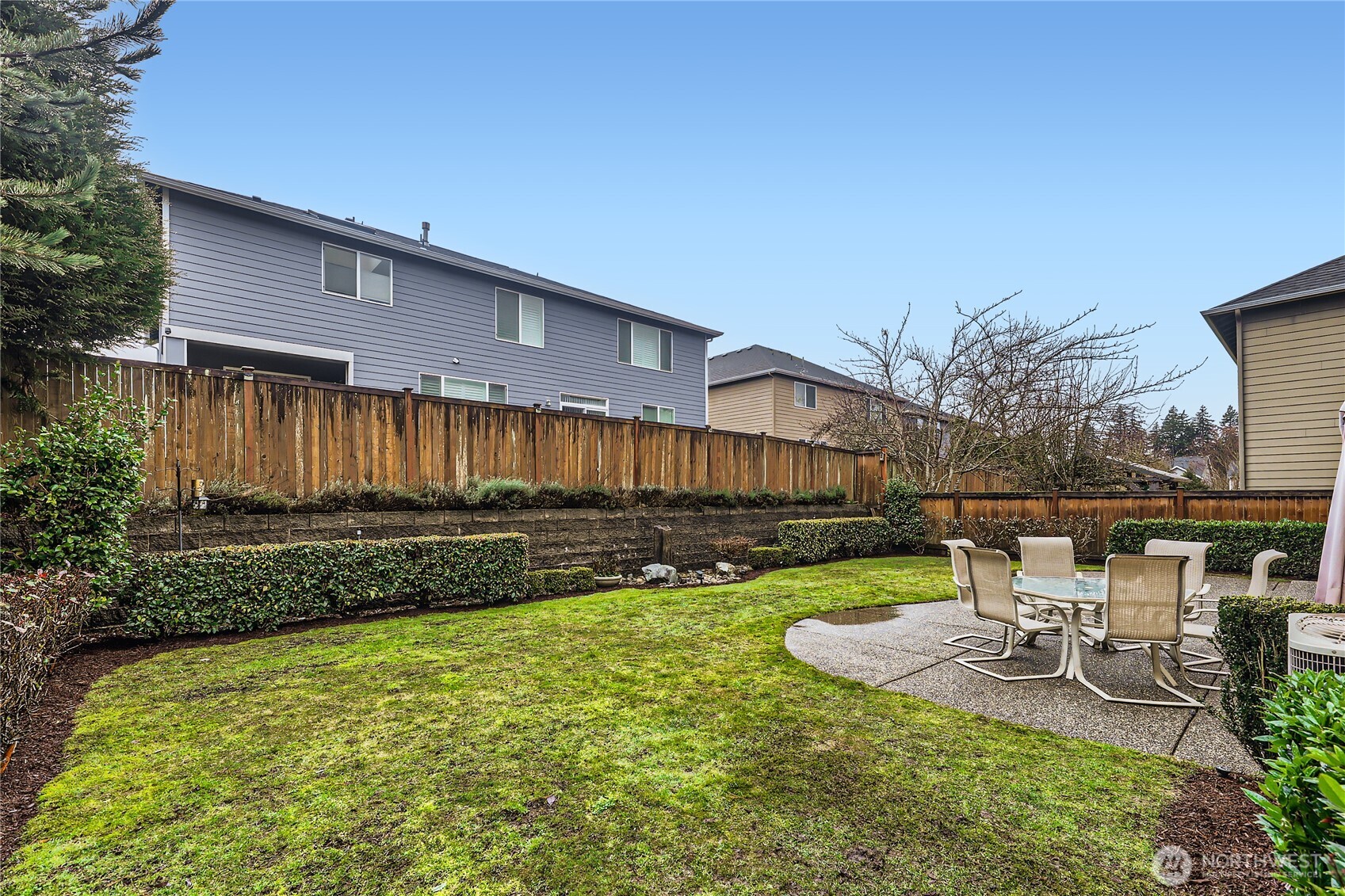 The backyard is fully fenced for added privacy.