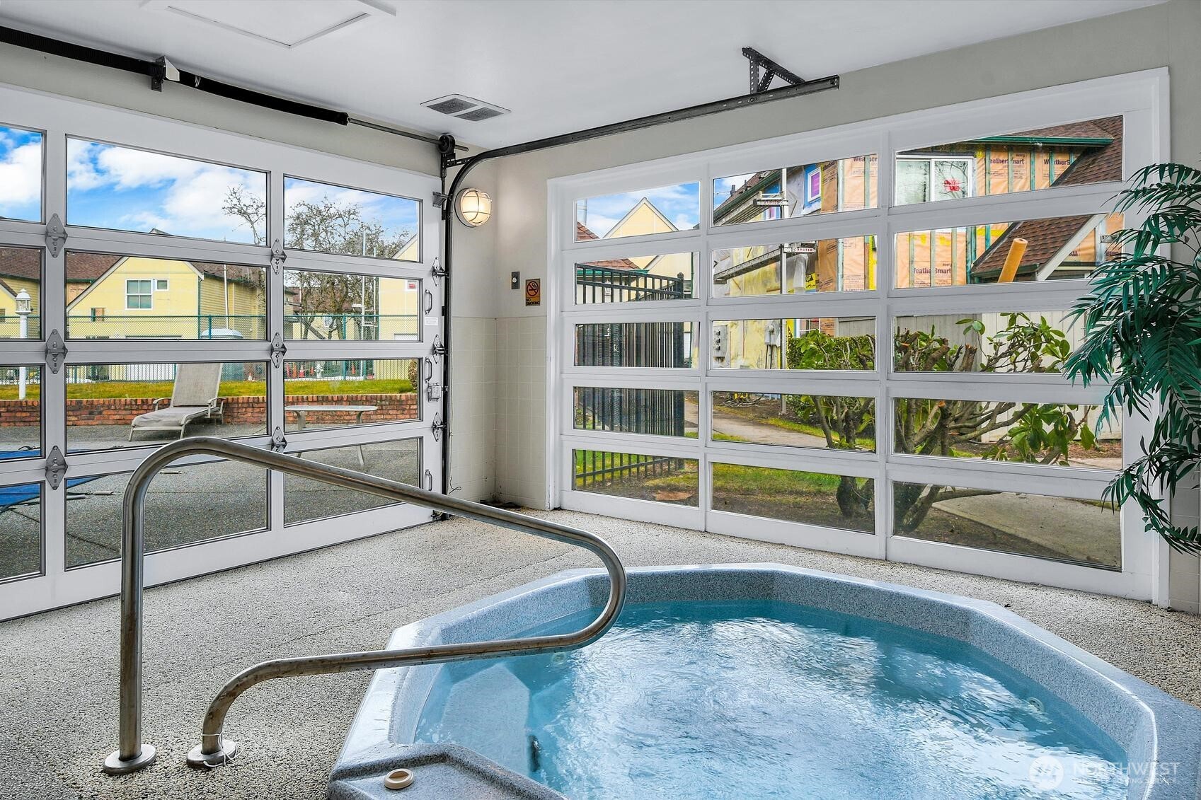 Indoor hot tub.