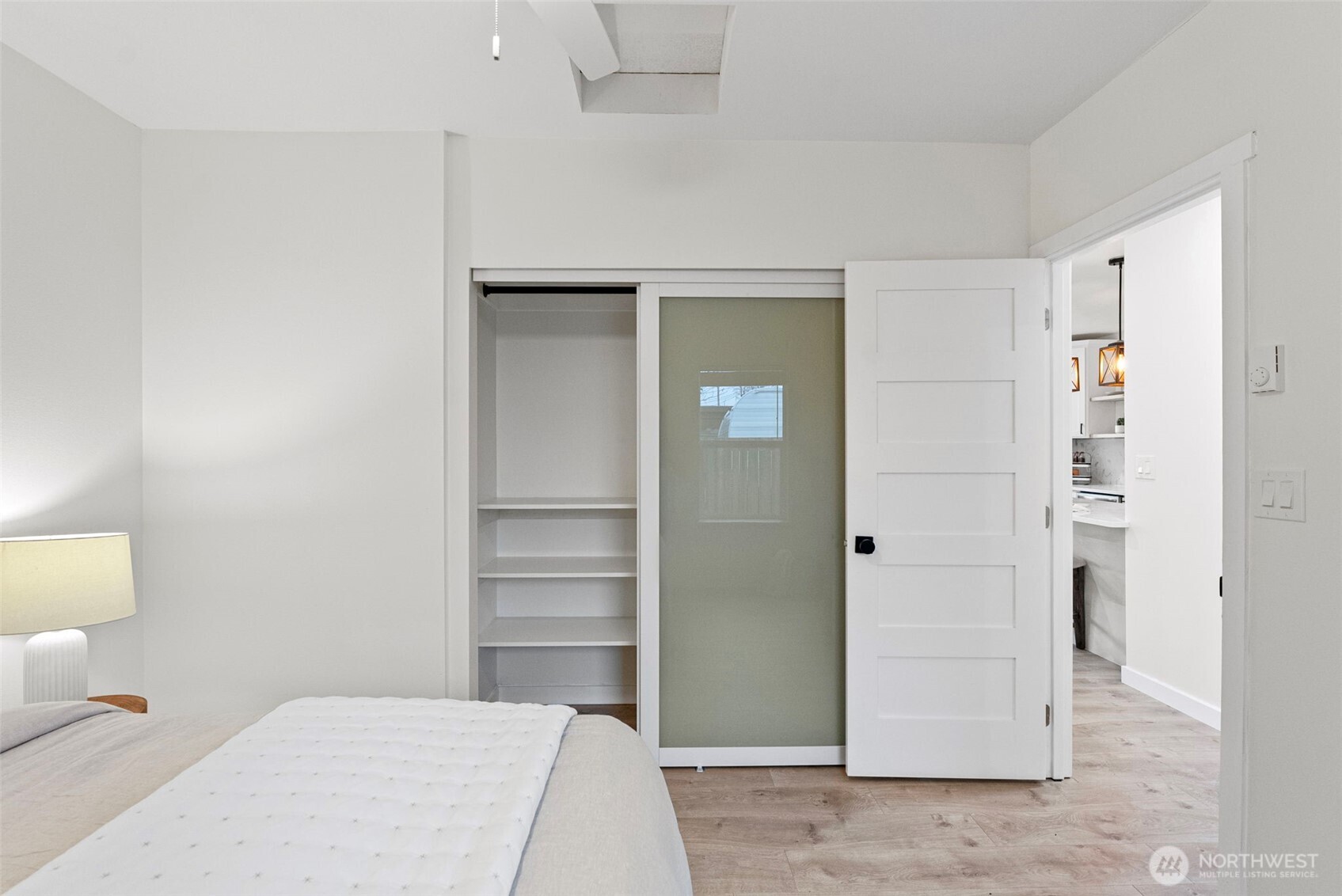 Huge closet with shelving already installed and top of the line doors!