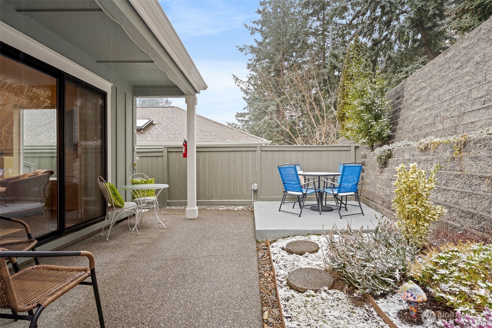 Here you are looking toward the patio and a potential container garden space.