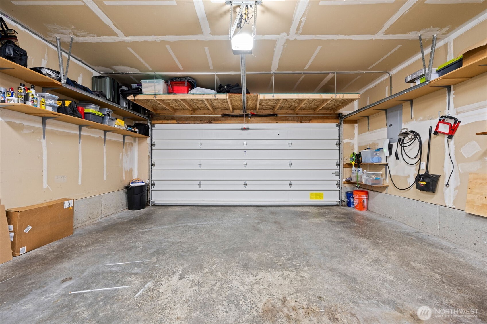 The double garage has so much space for storage.