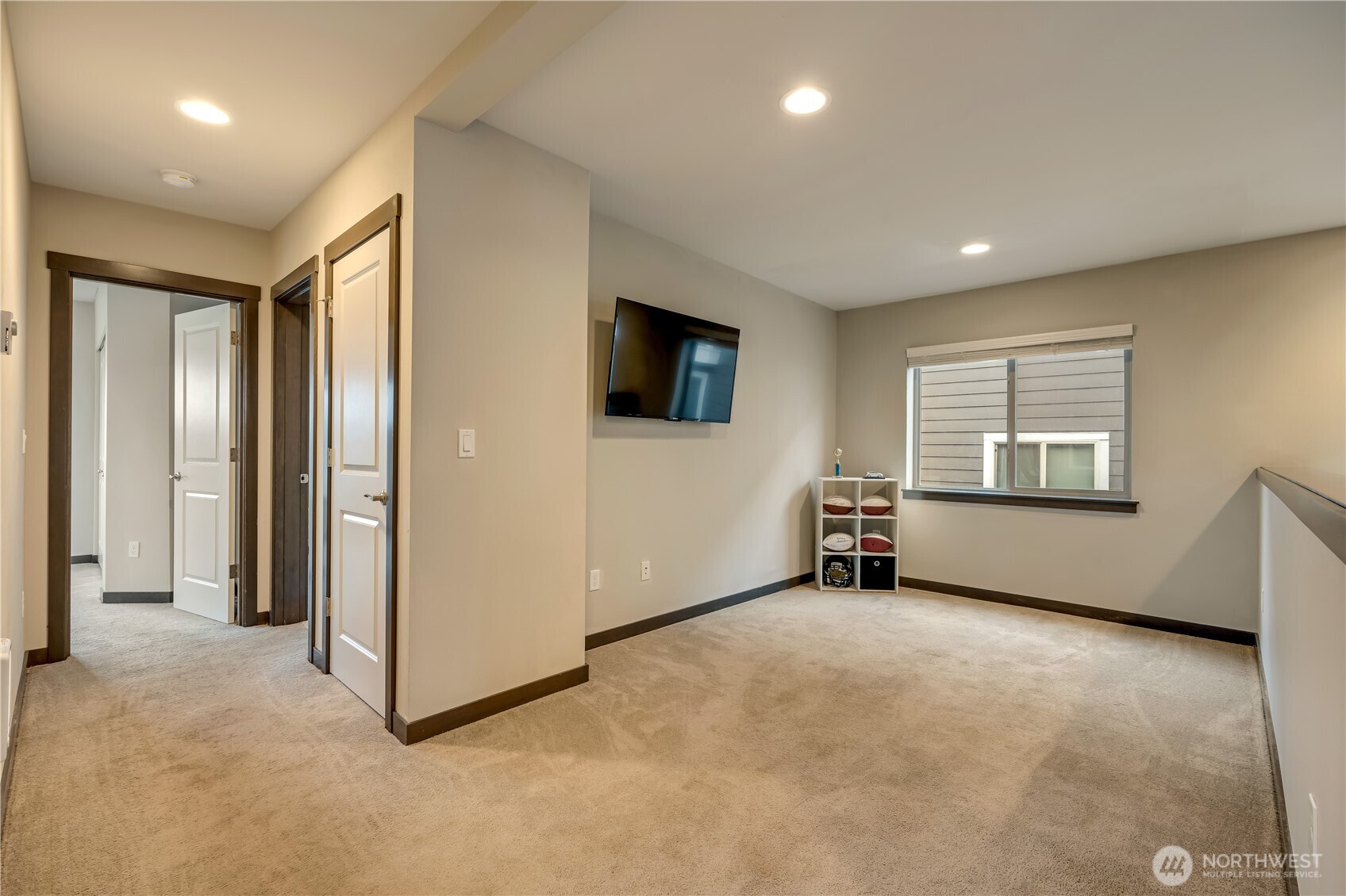 Main floor living room looking at kitchen