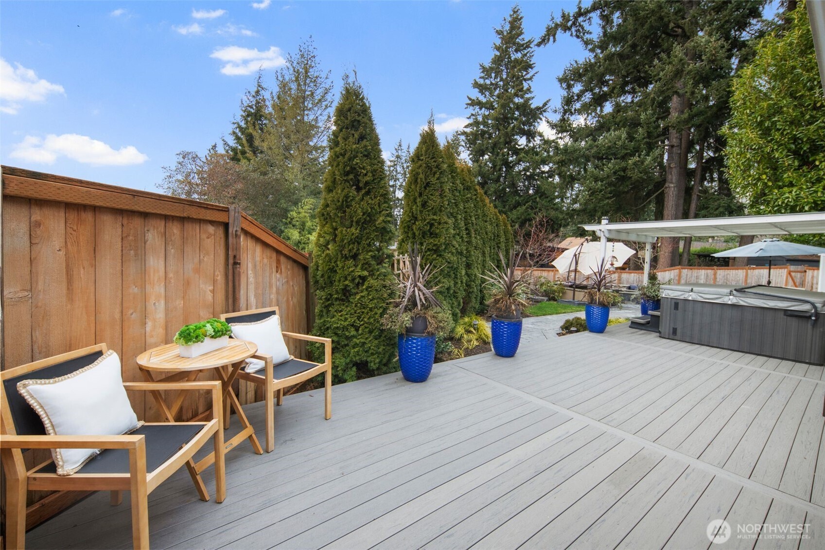 All new weather proof decking with covered Hot Tub.