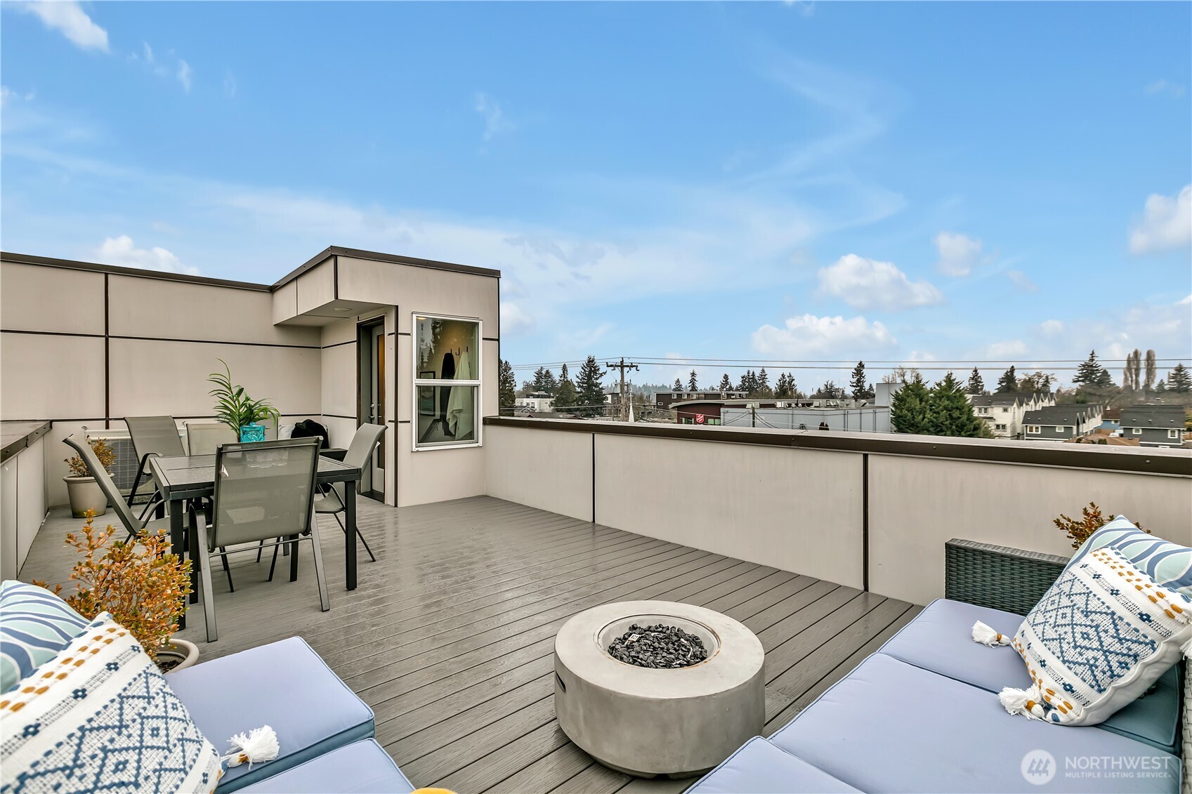 Views of the Olympic Range from your private  roof deck.