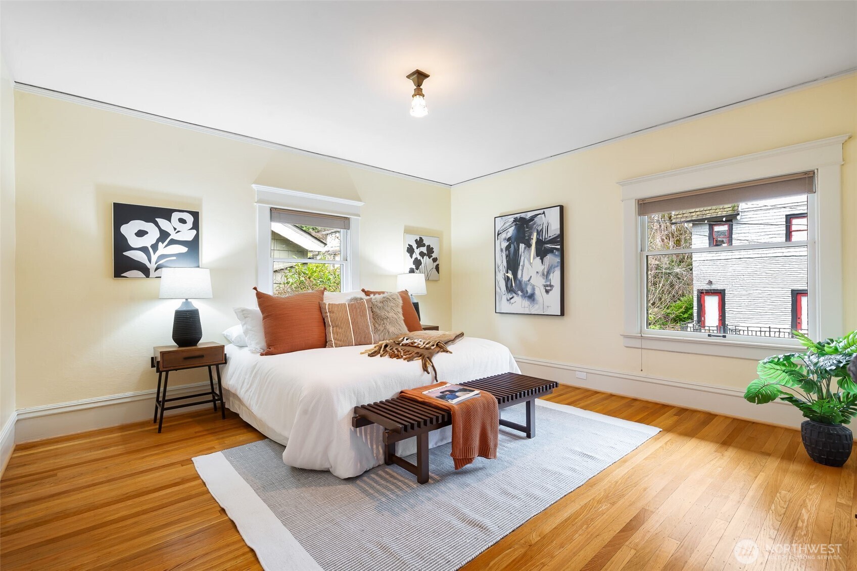 One of three bedrooms (plus a bonus room) upstairs