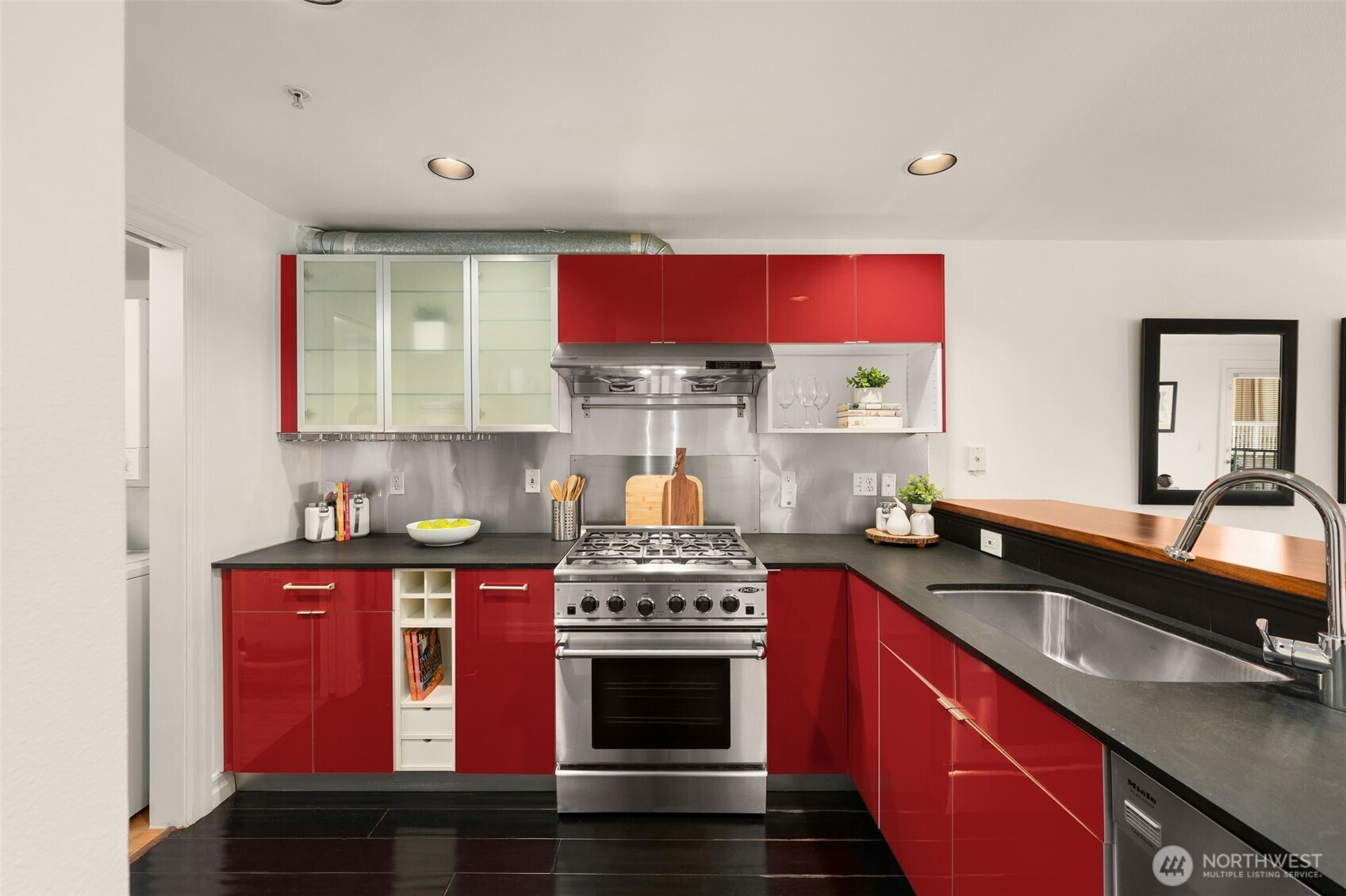 High end appliances, gas cooking, Bamboo heated floors and PaperStone counters.