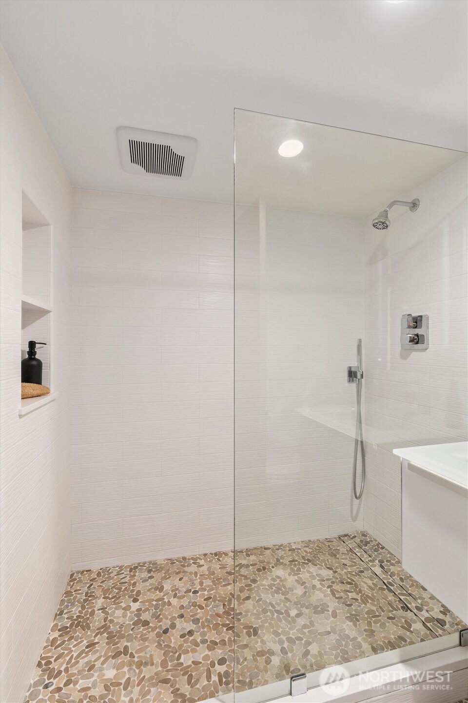 Remodeled downstairs bathroom with heated floors