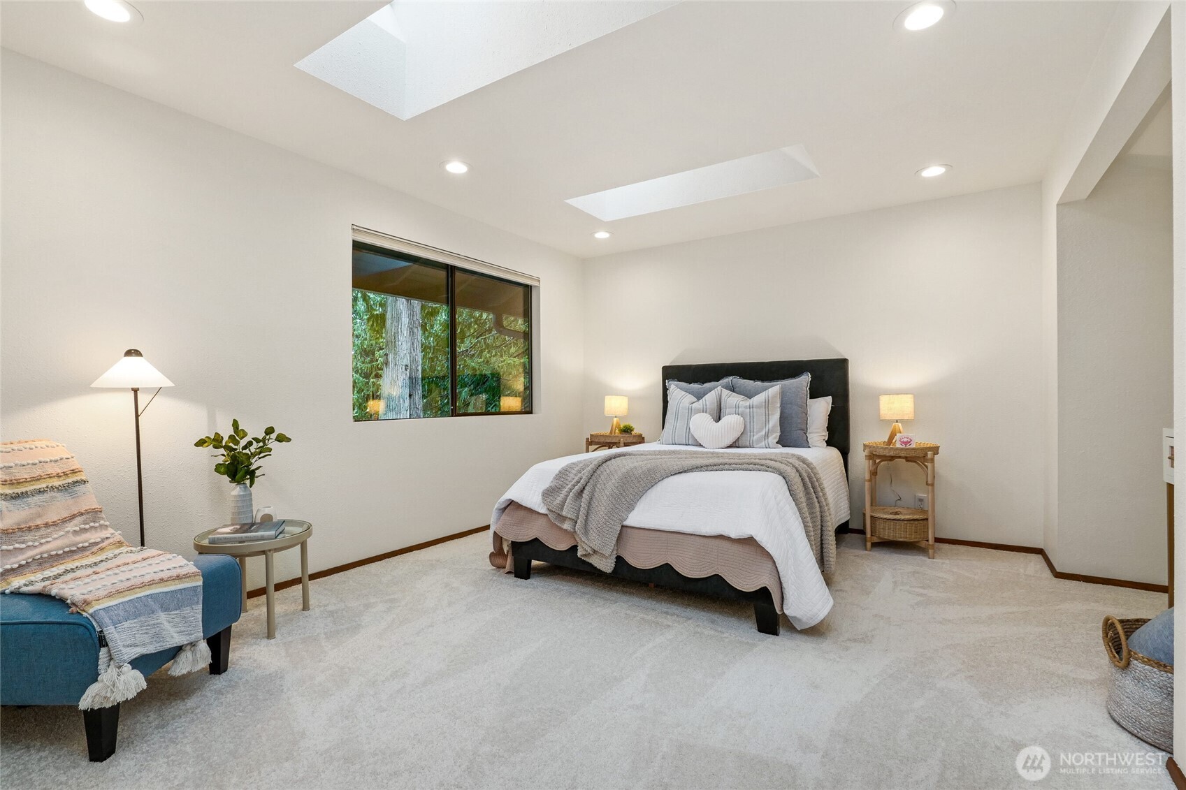 Bedroom 2 - new carpet and freshly painted. 2 large skylights.