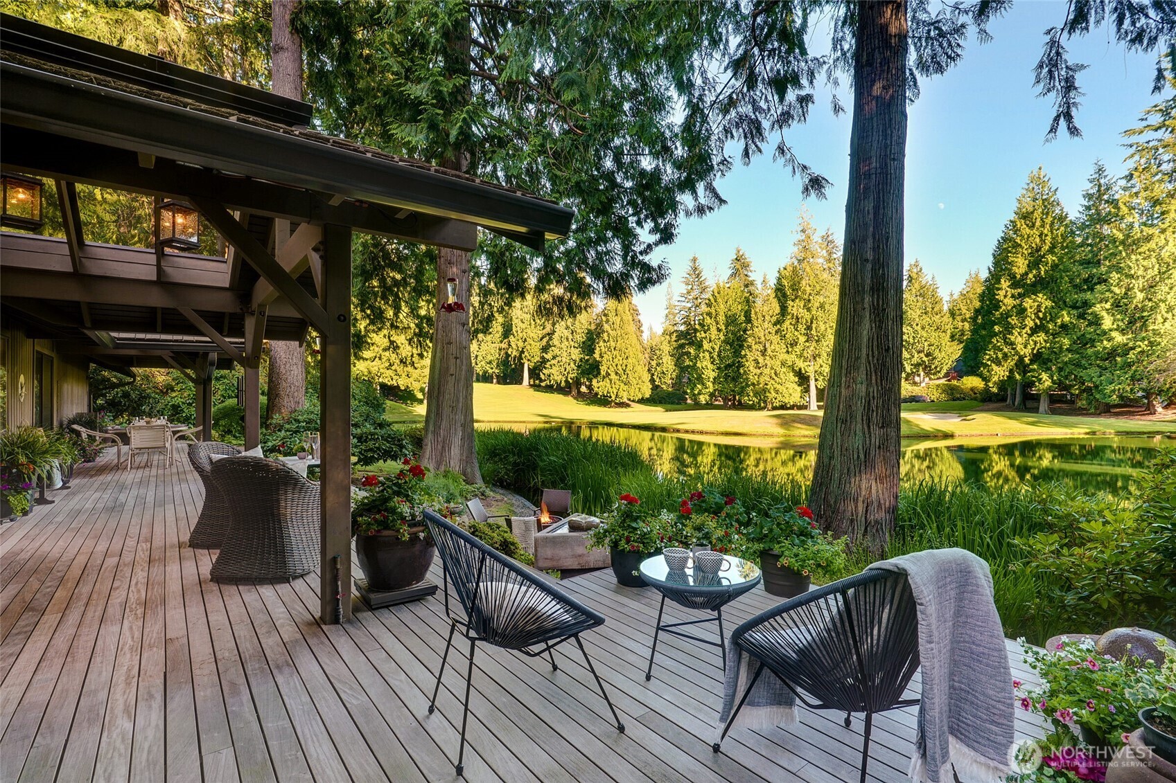 Expansive, 80 foot, covered Ironwood deck, featuring wet-bar / outdoor sink gas hook-up and garden faucets.