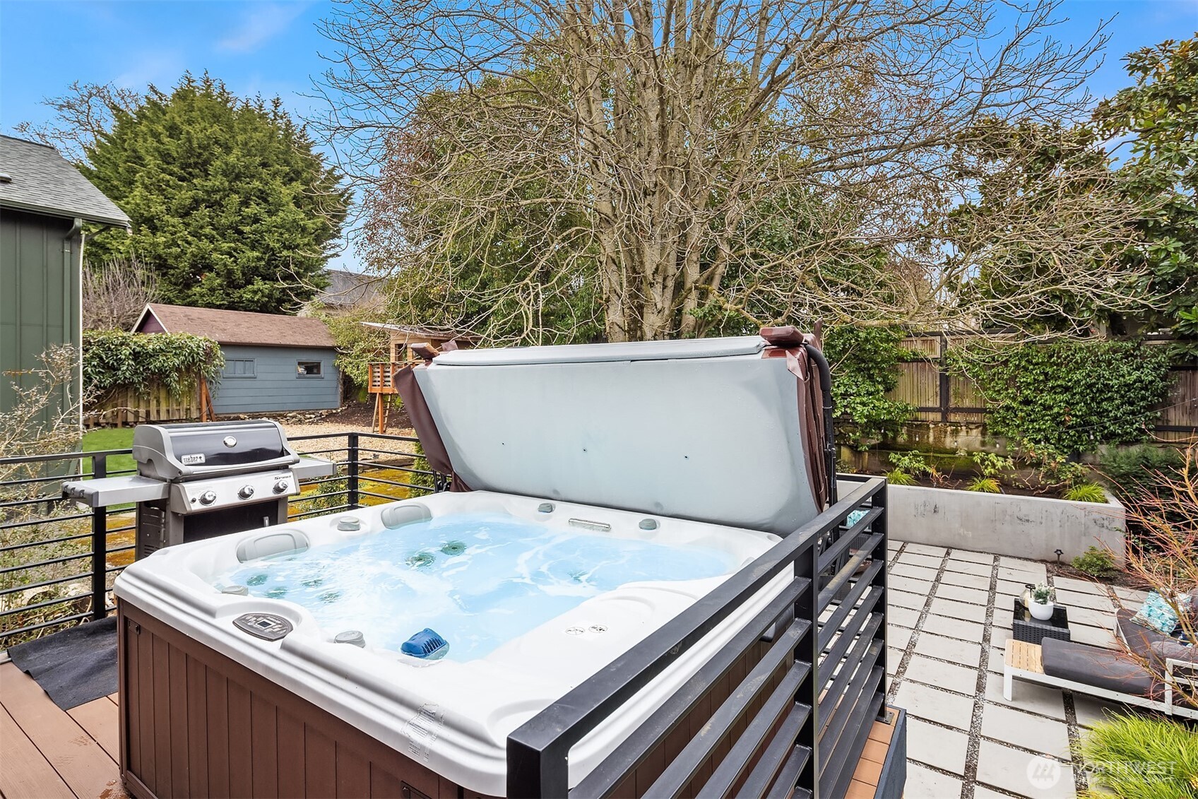 Take a load off, sit back and luxuriate in the top-of-the-line Sundance hot tub.