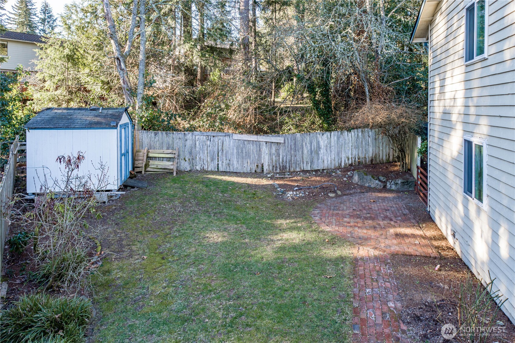 Brick patio would be great for an additional entertainment area.