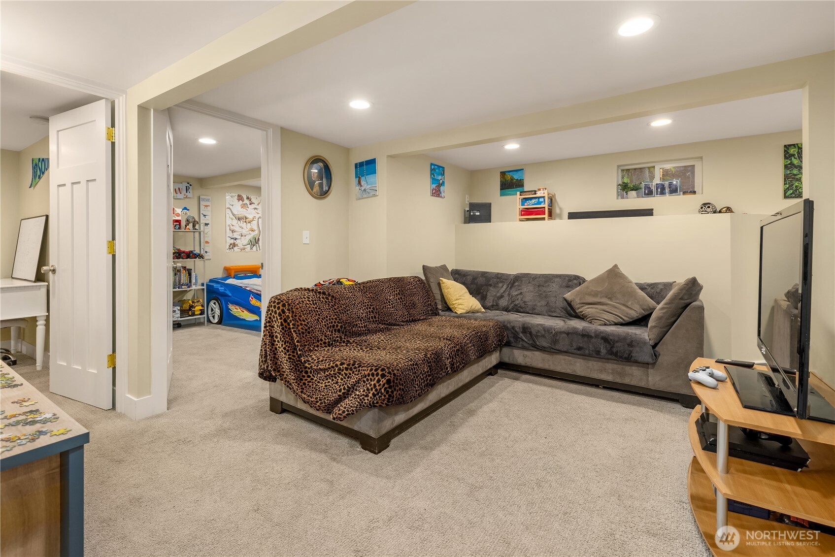 View from kitchen to living room-lower level