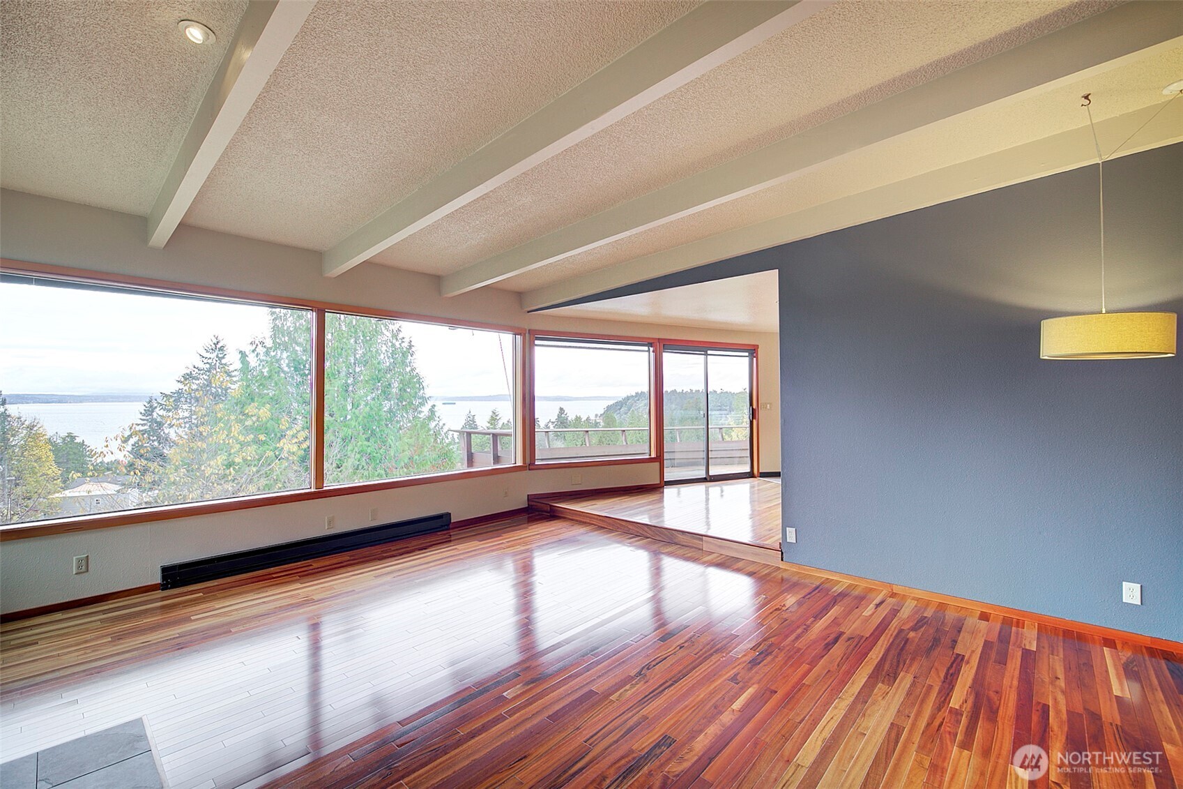 Living room easily connects to spacious dining room