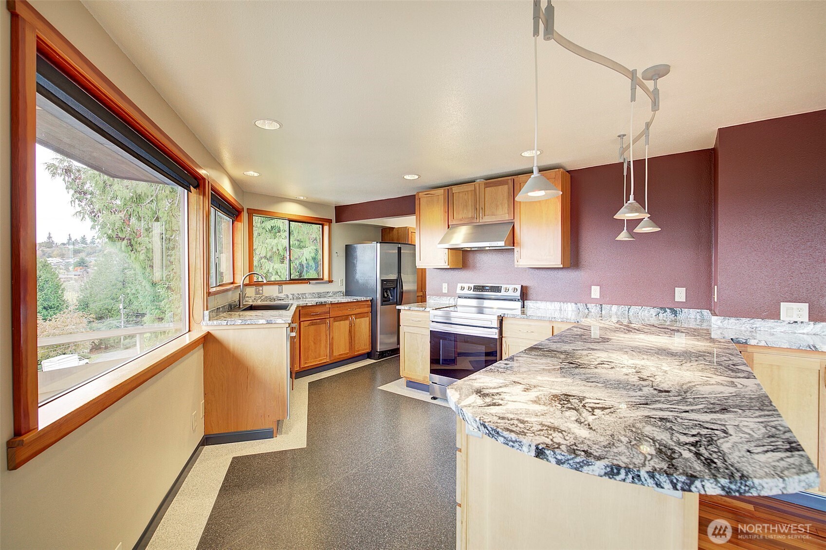 Modern kitchen with bar seating