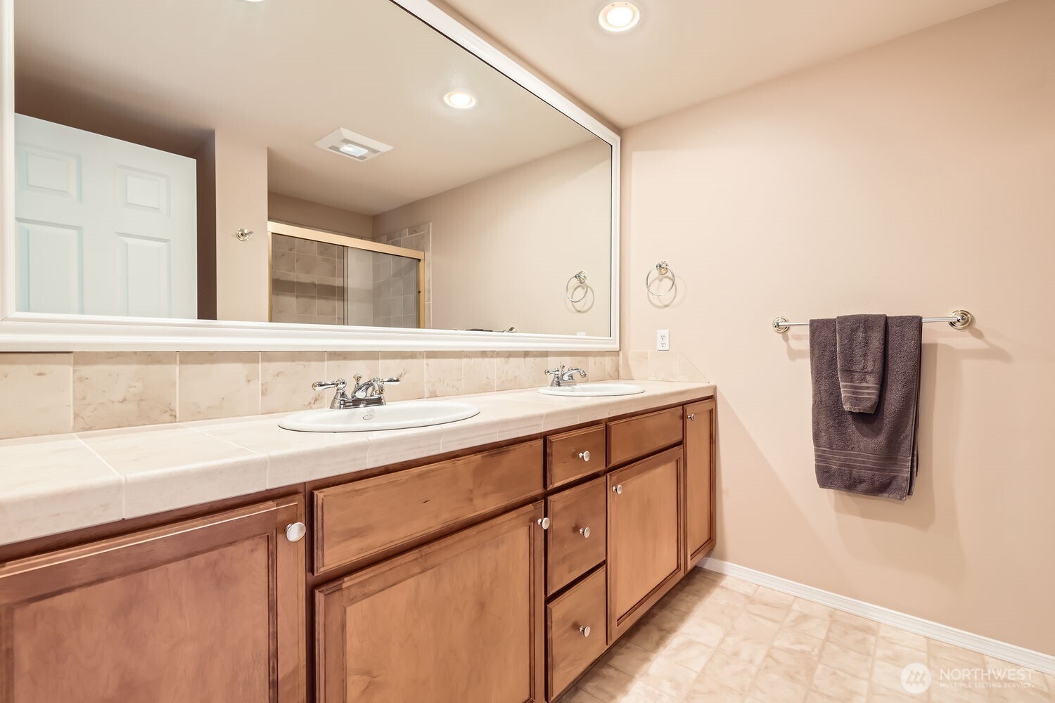 Master bath with double vanity.