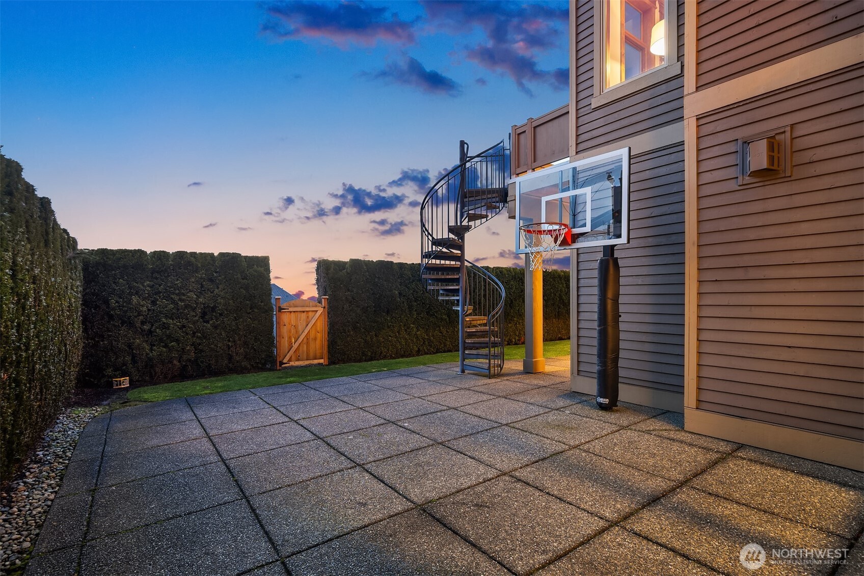 Basketball court for neighborhood fun.