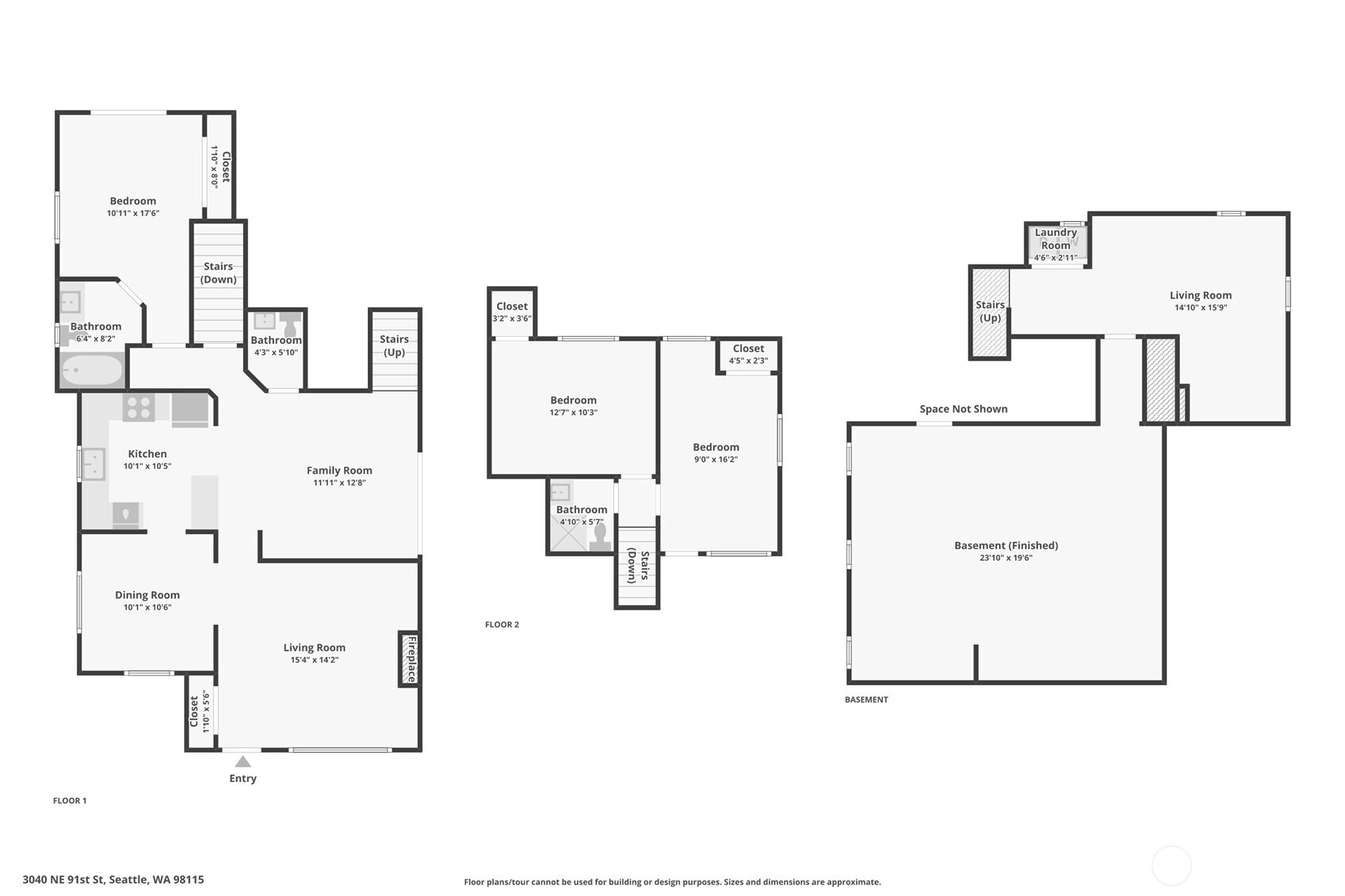 Floor plan of the home - please note that the 'upper' level with the two bedrooms is not a full upper level - it's just up four stairs from the rest of the main level.