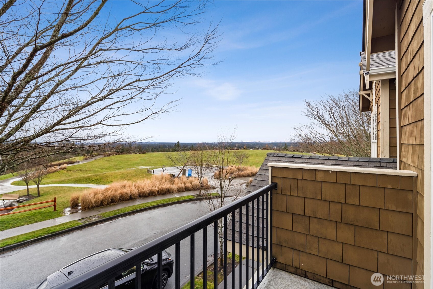 View of the park, mountains, city and sunset from your upstairs balcony.