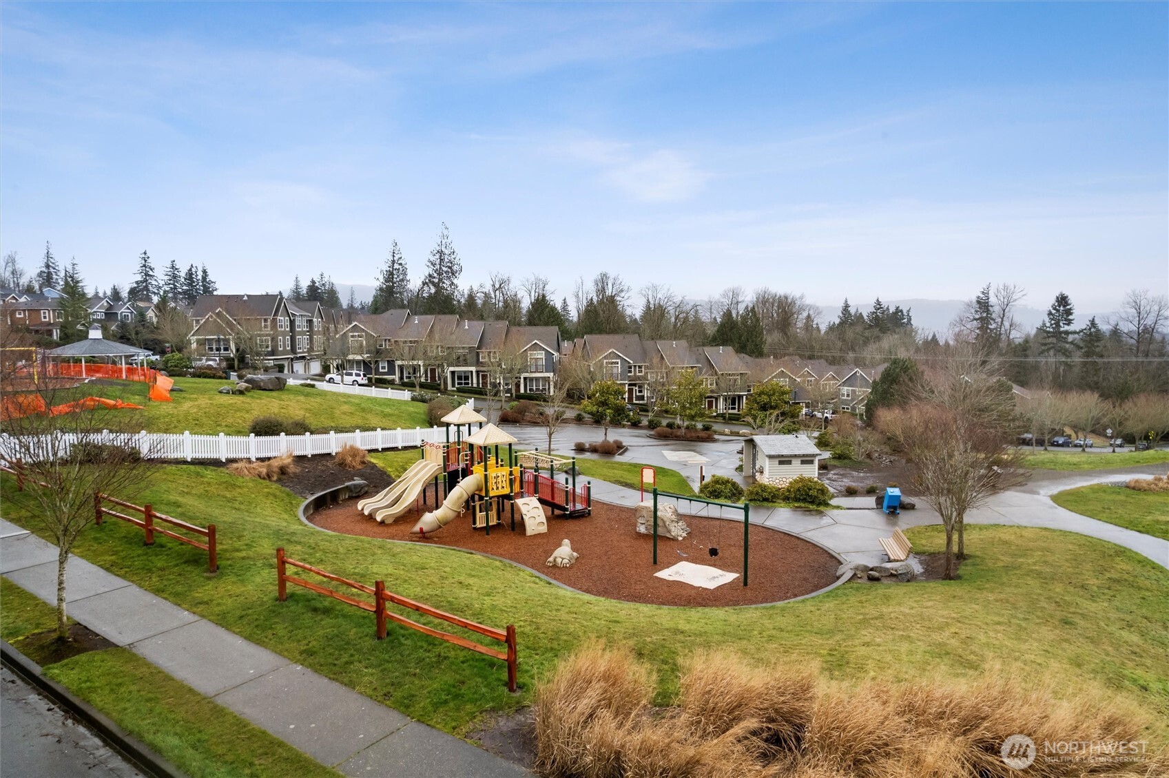 Playground and Bark Park across the street.