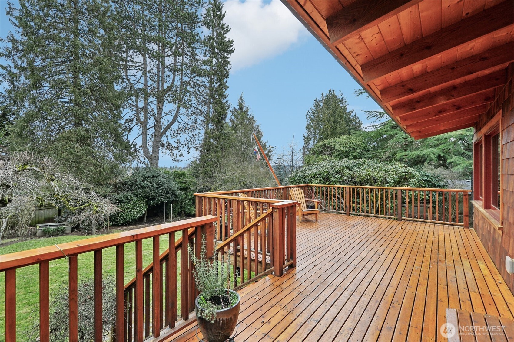 Partially covered deck to enjoy the surroundings rain or shine.