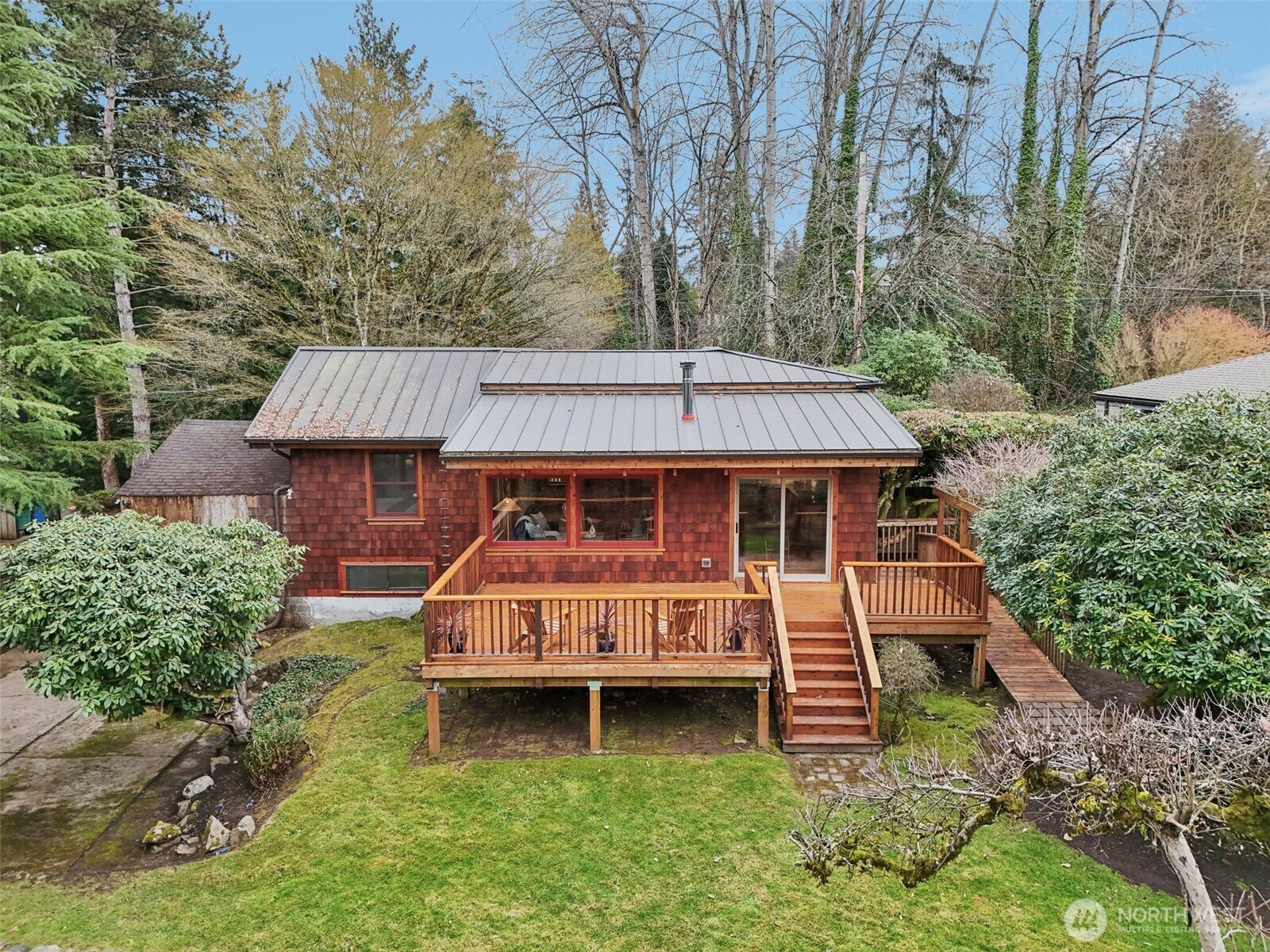 South facing view of the backyard.