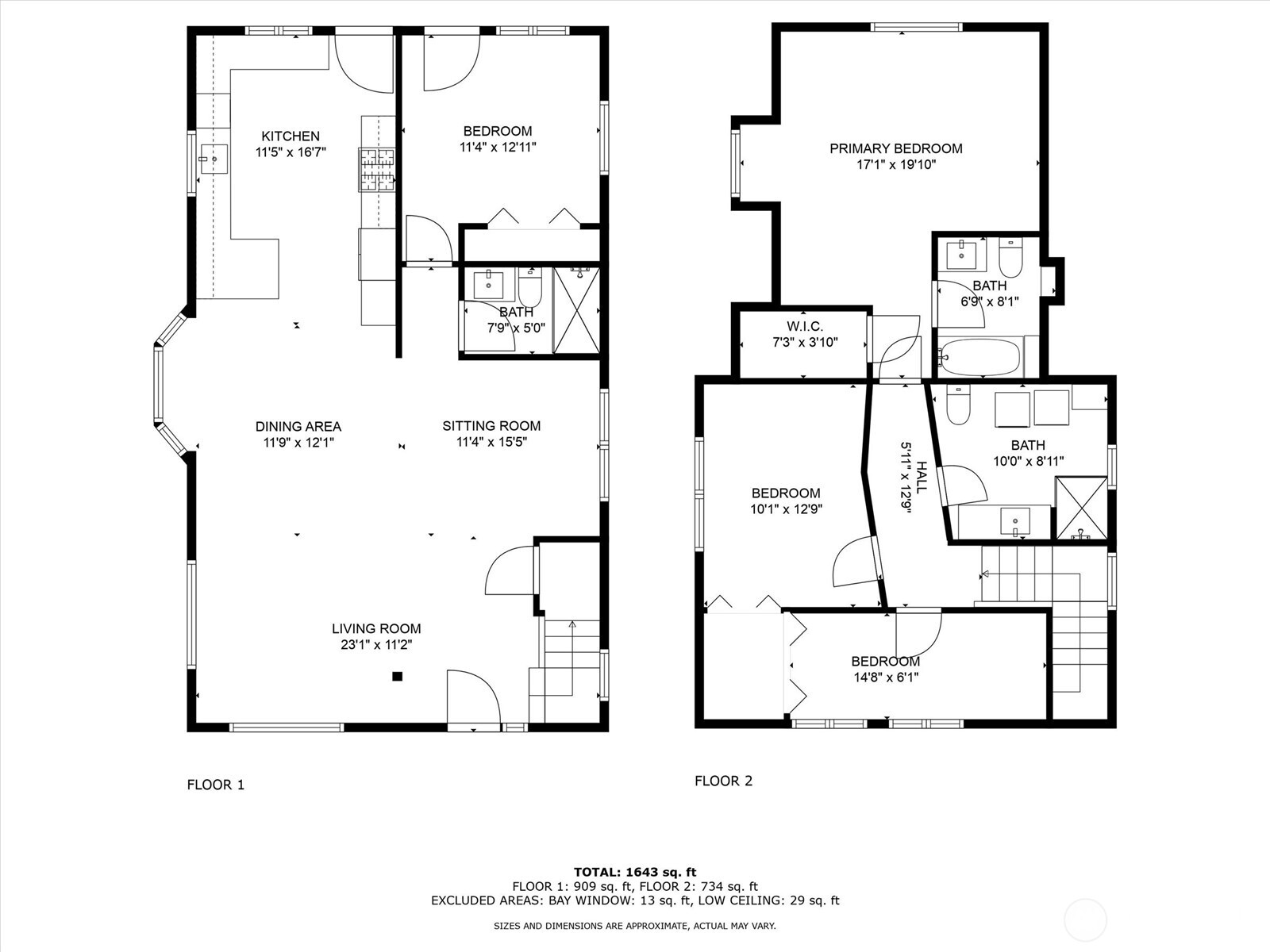 Floor plan of both floors w/dimensions