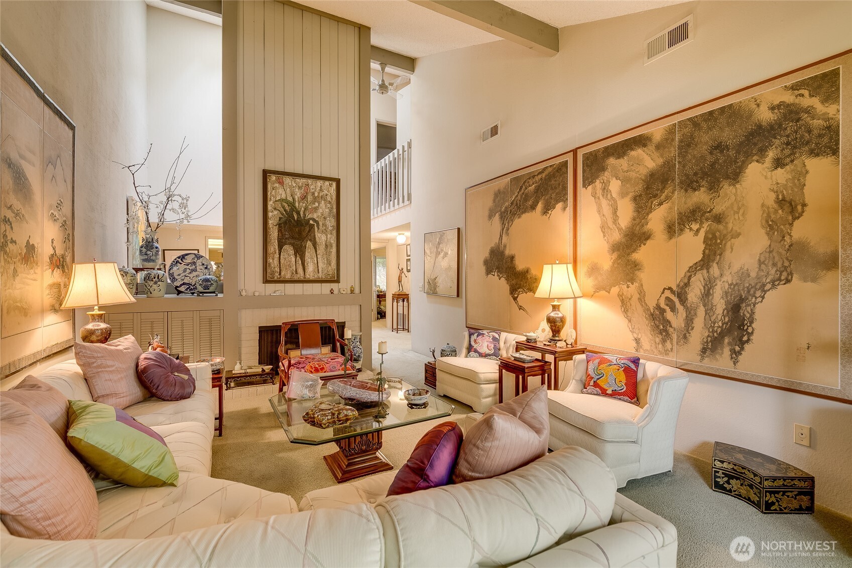 Living Room with fireplace & built-ins.