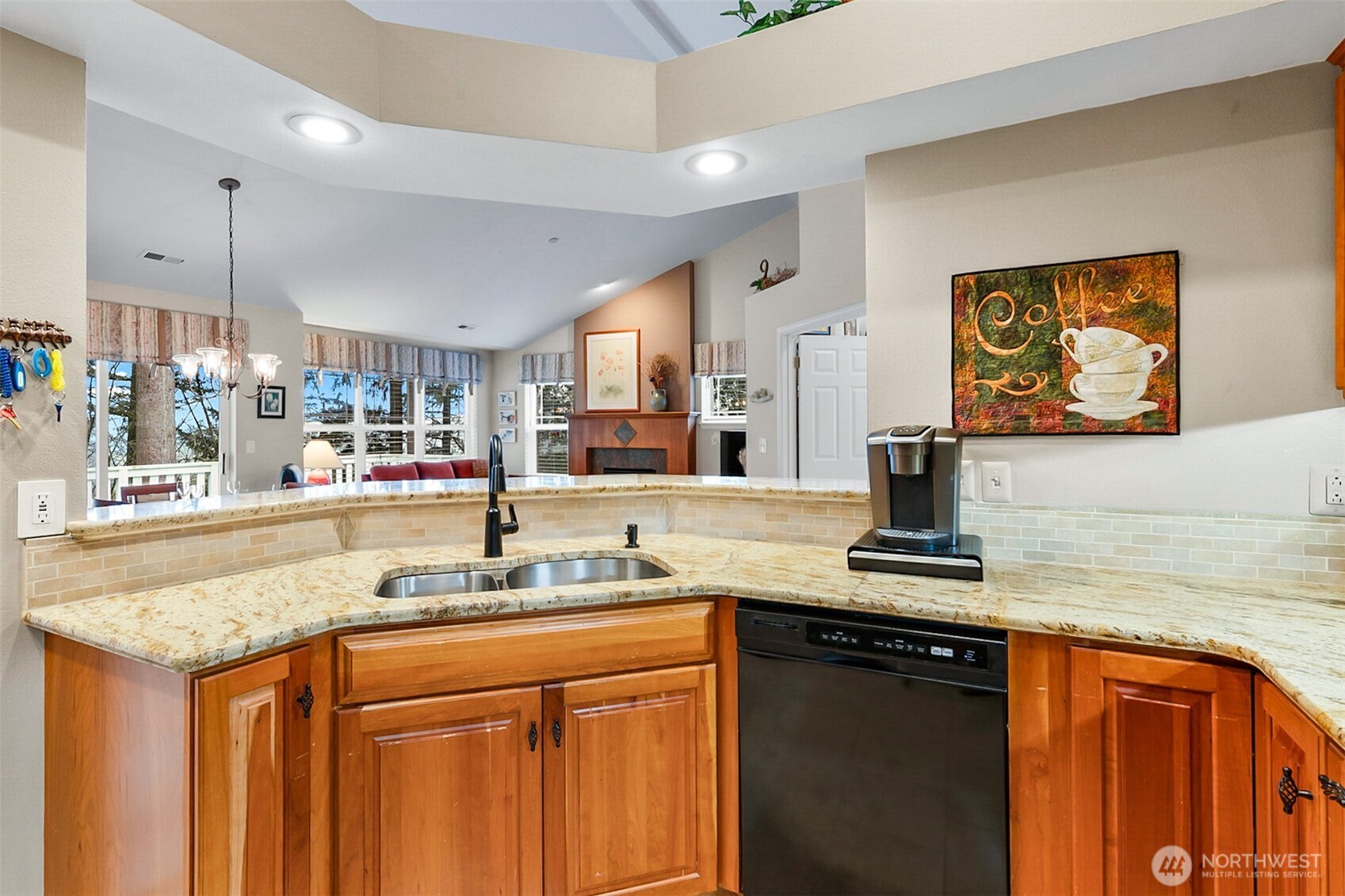 Kitchen with granite countertops