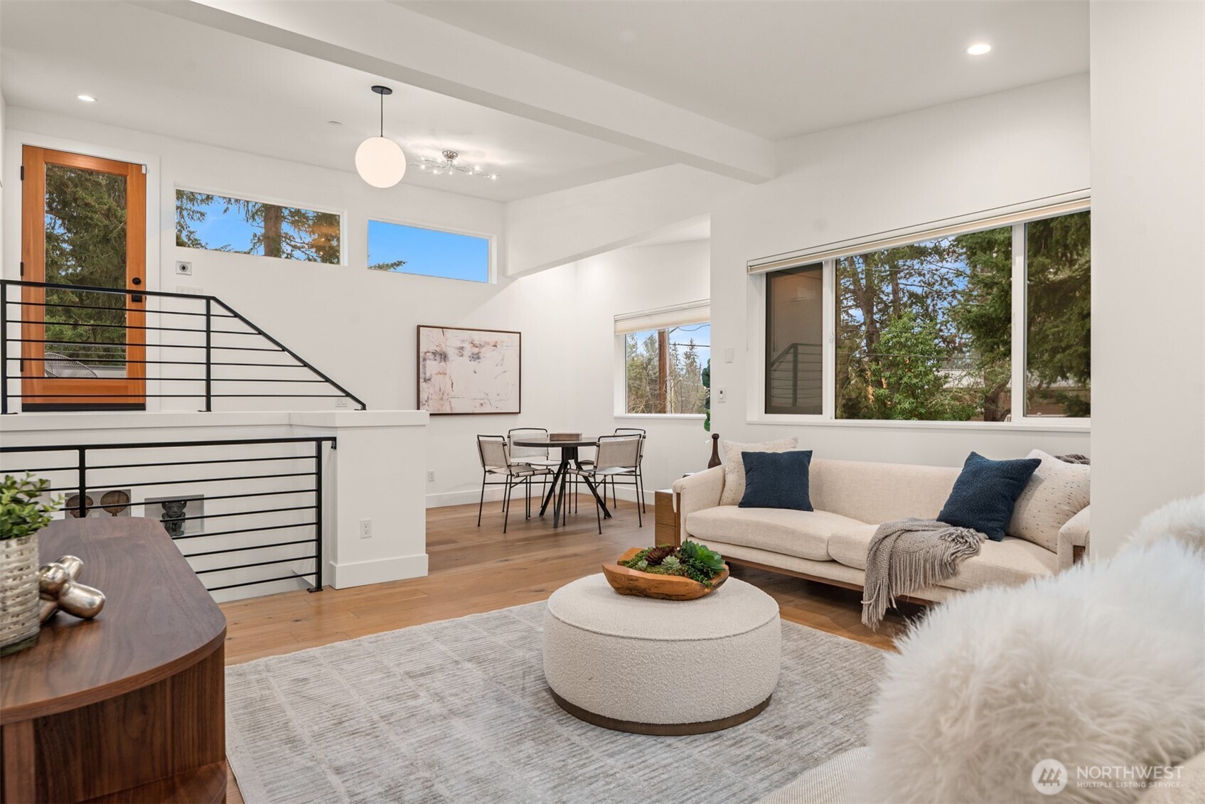 Spacious entertainment room with lots of natural light!