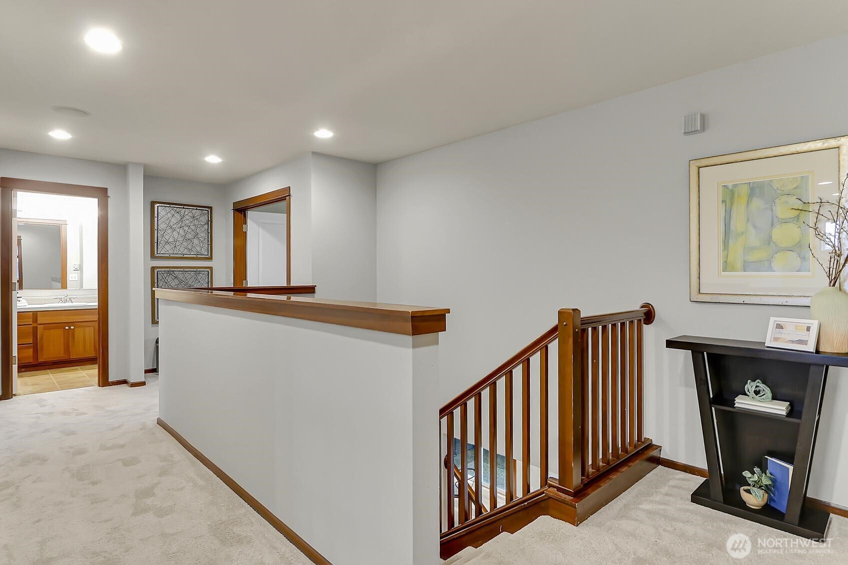 Upstairs landing perfect for a reading nook or workspace.