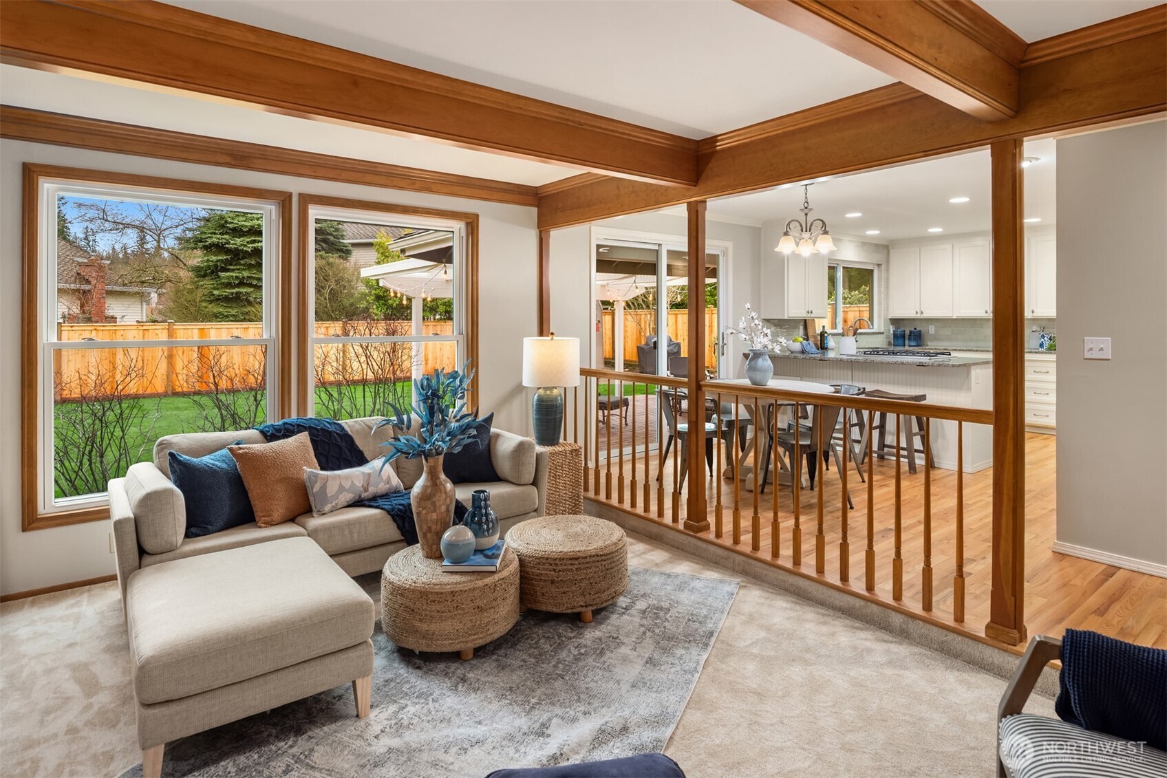 This light filled space overlooks the spacious backyard