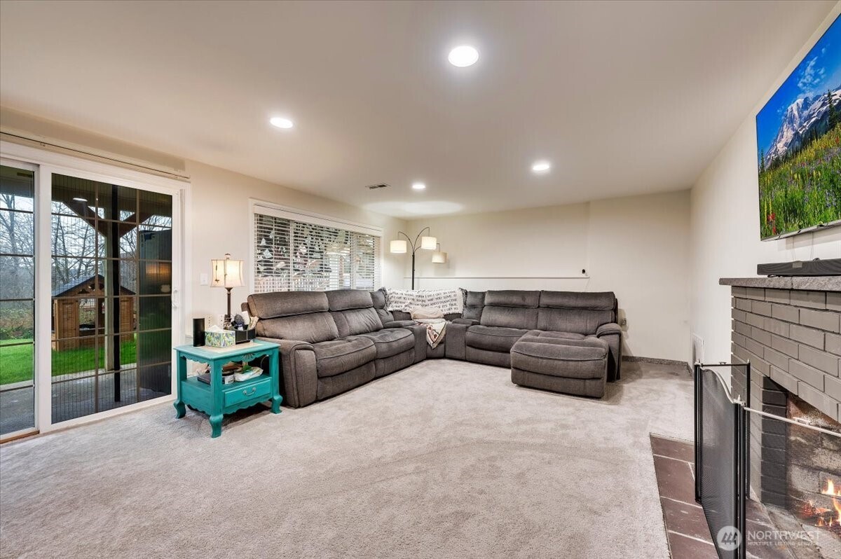 Huge living room on the lower level.