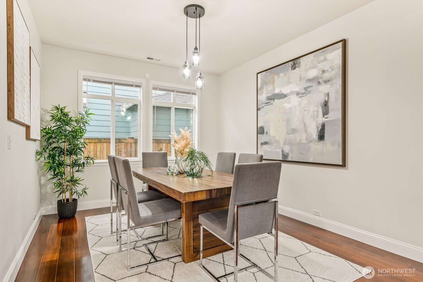 The dining area boasts tons of light and plenty of space to spread out