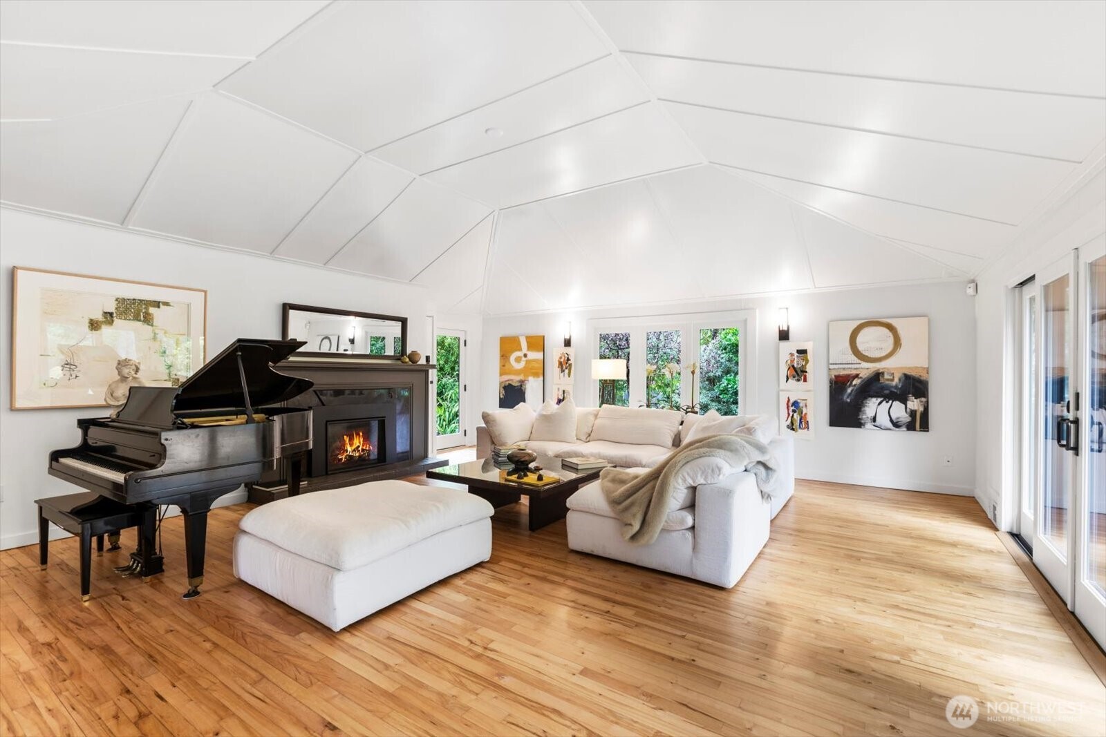 Original maple floors and views of the bamboo grove.