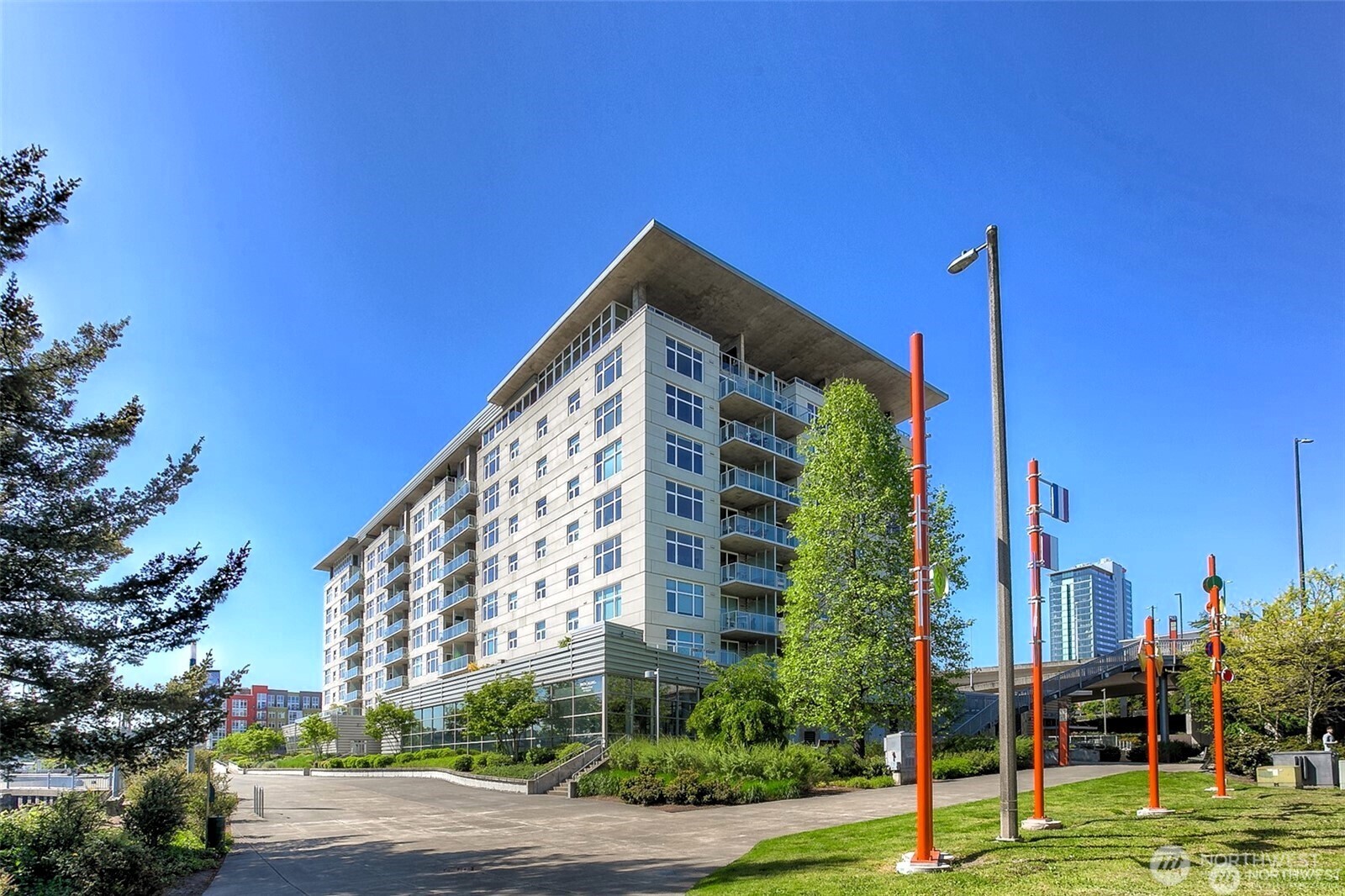 The walkway all along Thea Foss Waterway fronts several businesses, residential towers, and a few great restaurants.