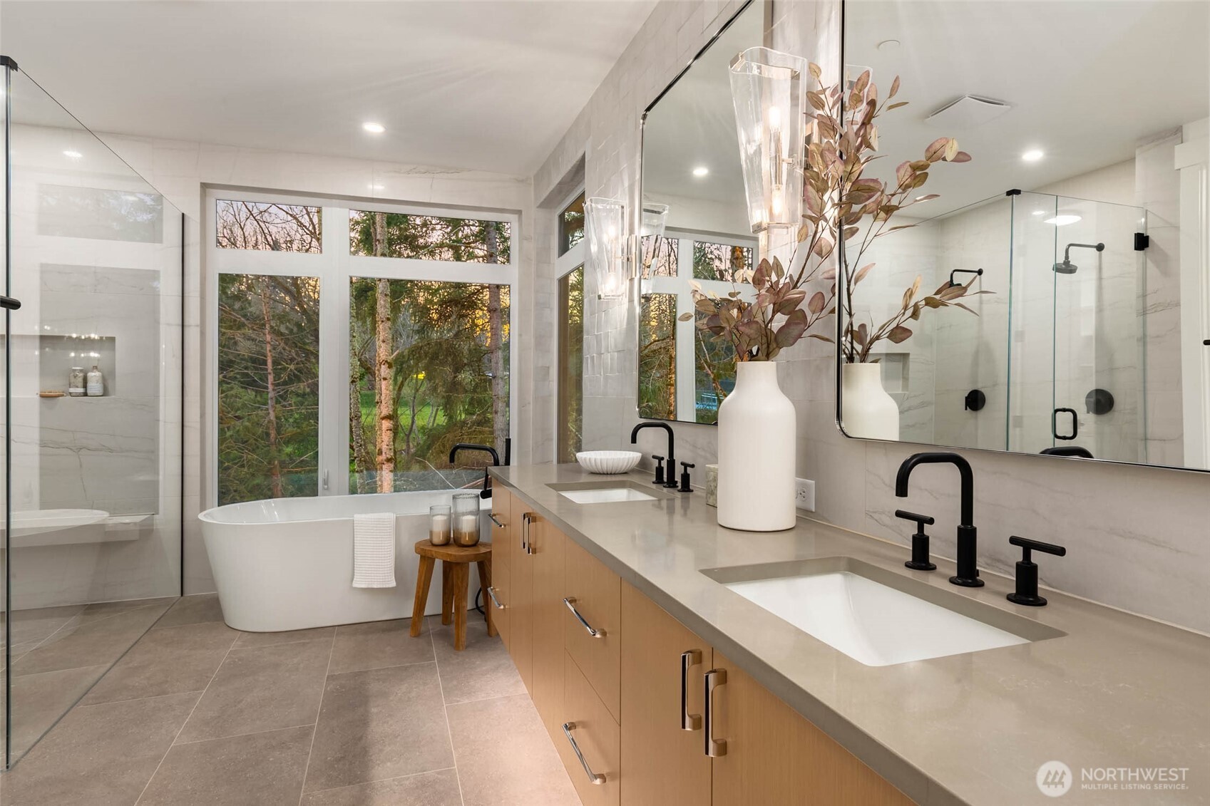 Floating Custom Build Oak Cabinets, Heated Tile Floors