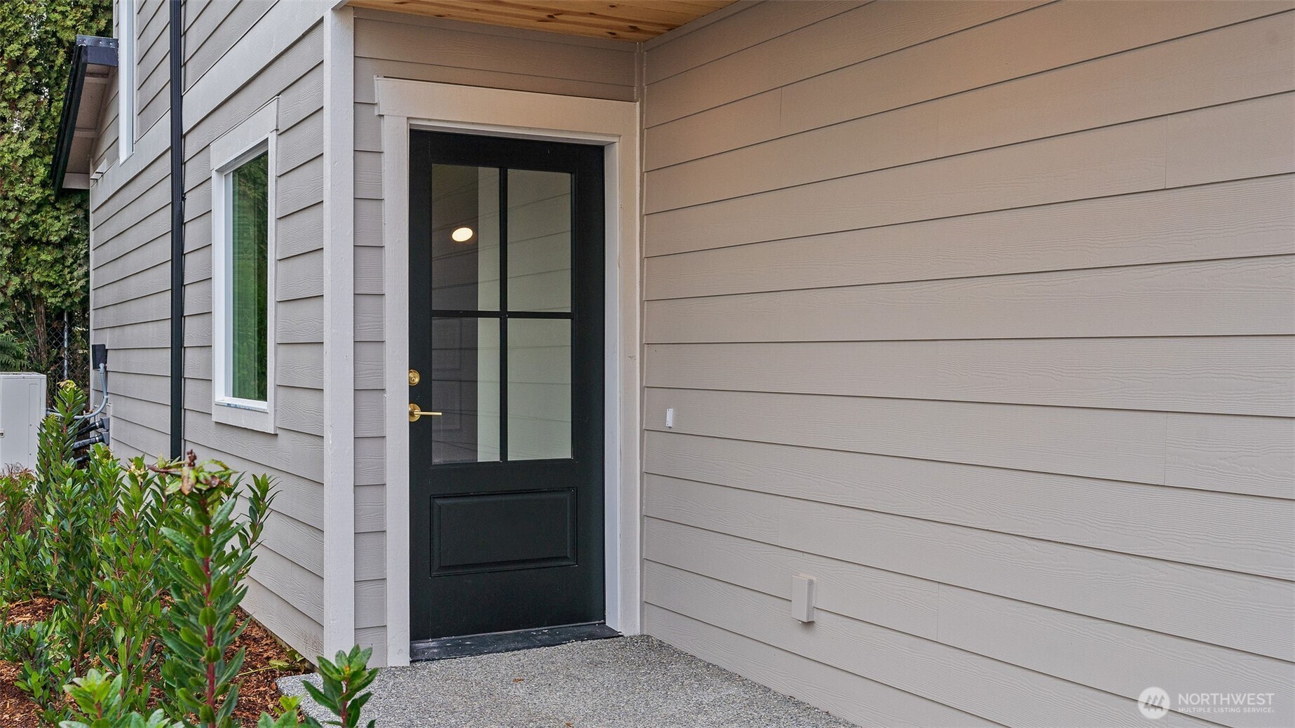 Front door is perfect for seasonal decorating.