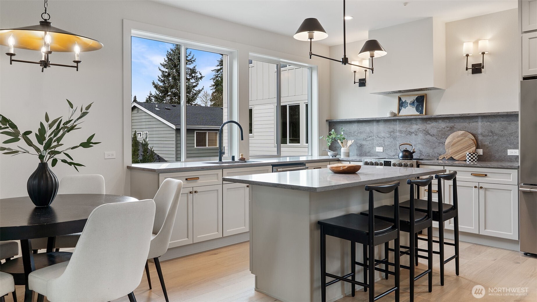 Kitchen with additional seating space.