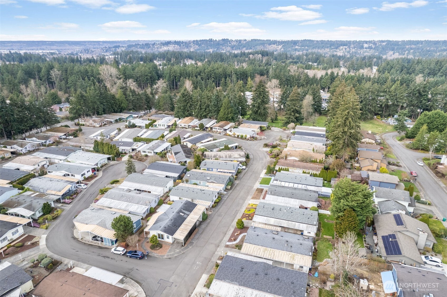 Aerial view of neighborhood