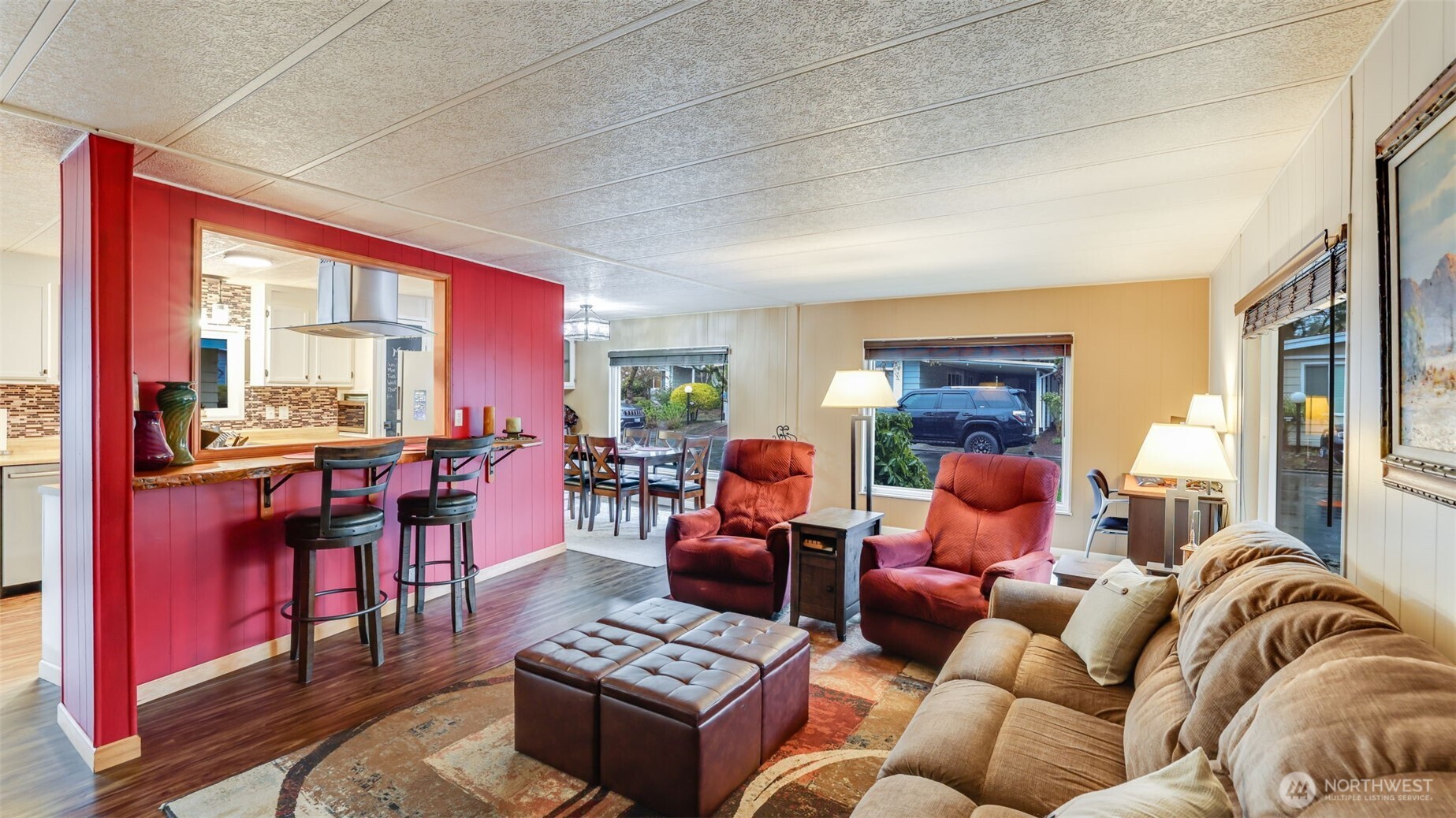 Large living room with picture windows