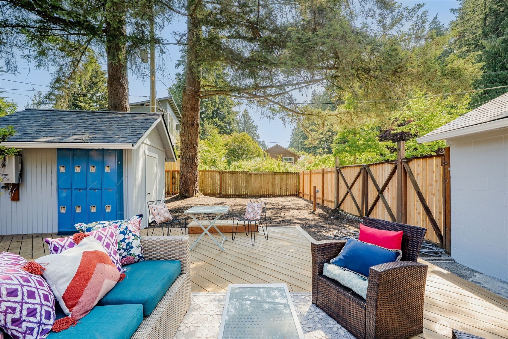 the deck was built around a Hot Tub, the electricity is all set for it, and there is an outdoor propane shower ready for you to put to use!