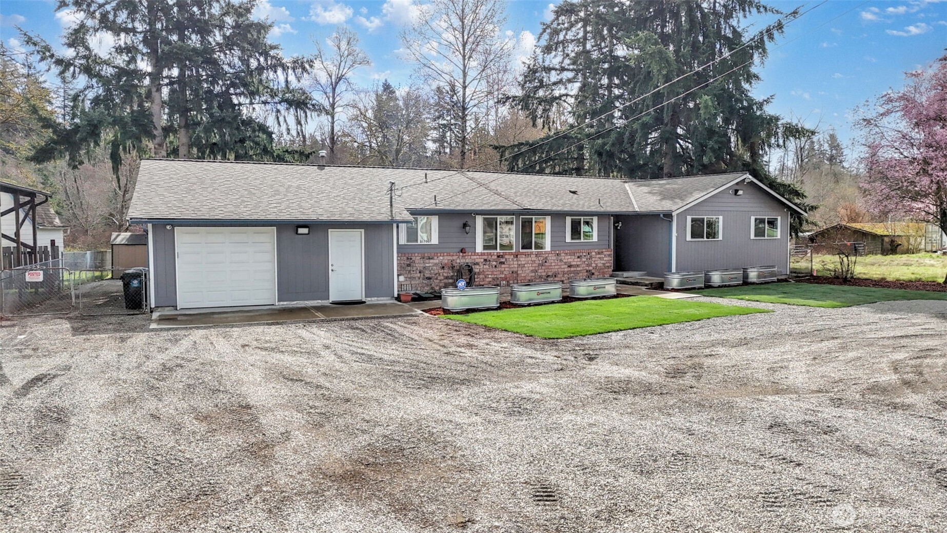 Enjoy the ease of having a semi circle driveway, one car garage and ample space for guests to park. Room to store RV, boats, toys, etc too!