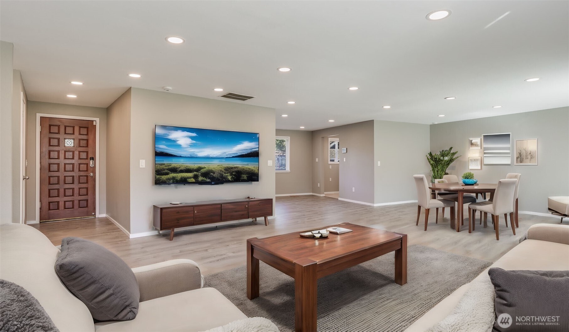 This home offers natural light throughout plus plenty of overhead lighting creating a light and airy space, virtually staged.