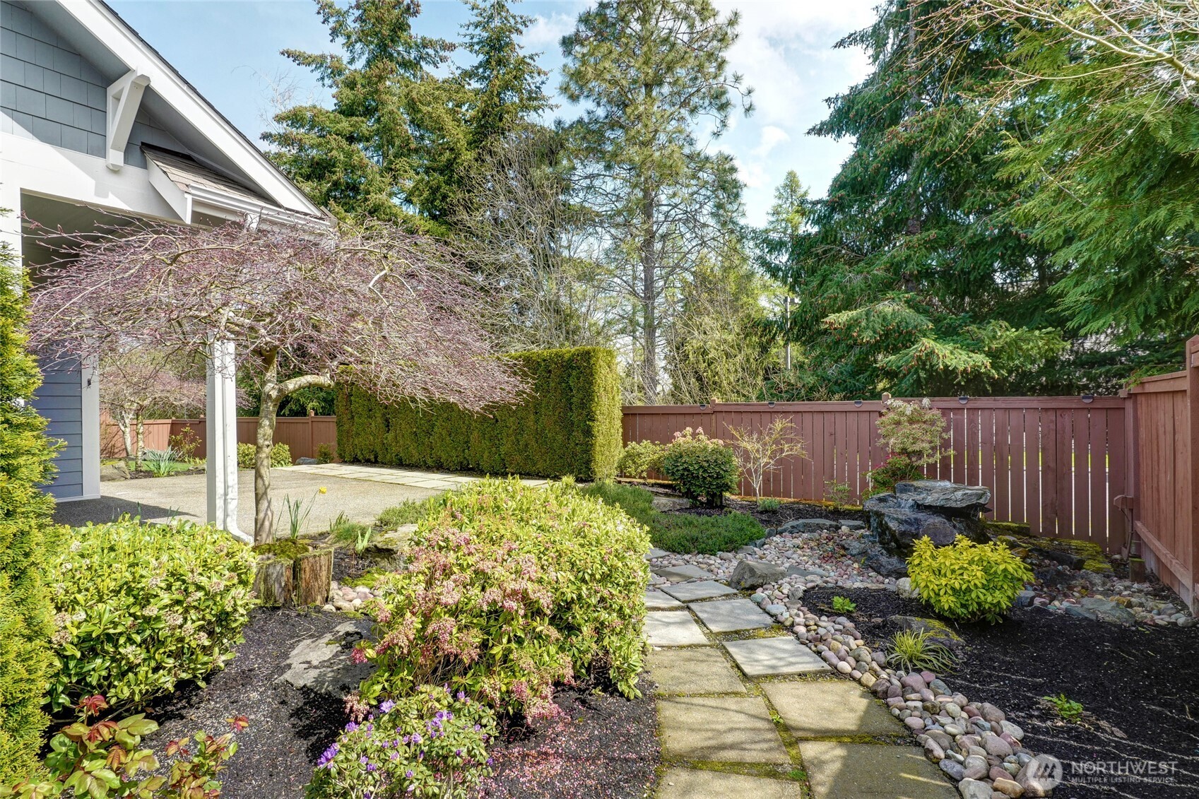 professionally landscaped backyard