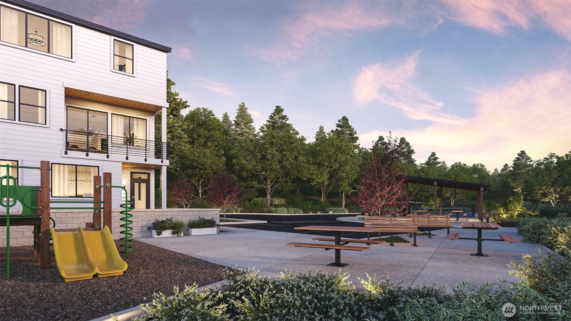 Third floor with primary suite and two secondary bedrooms with full bath and laundry room
