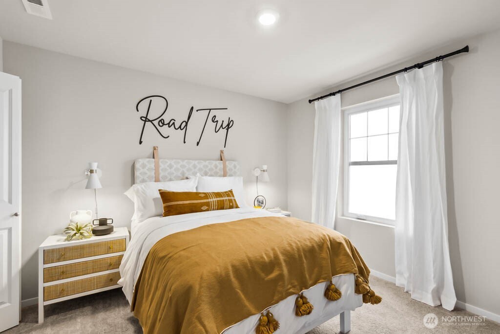 Bedroom 3 upper level. Colors and options will vary. Photos from Model Home on 31. Homesite 84 is a mirror image.