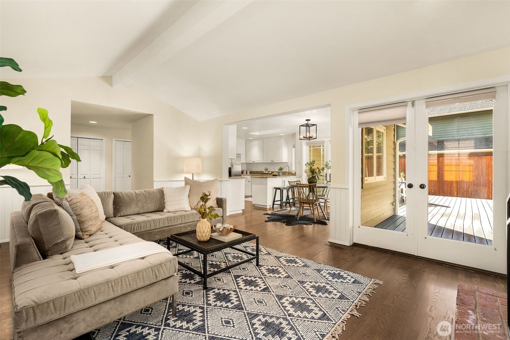 Vaulted ceilings in lovely family room