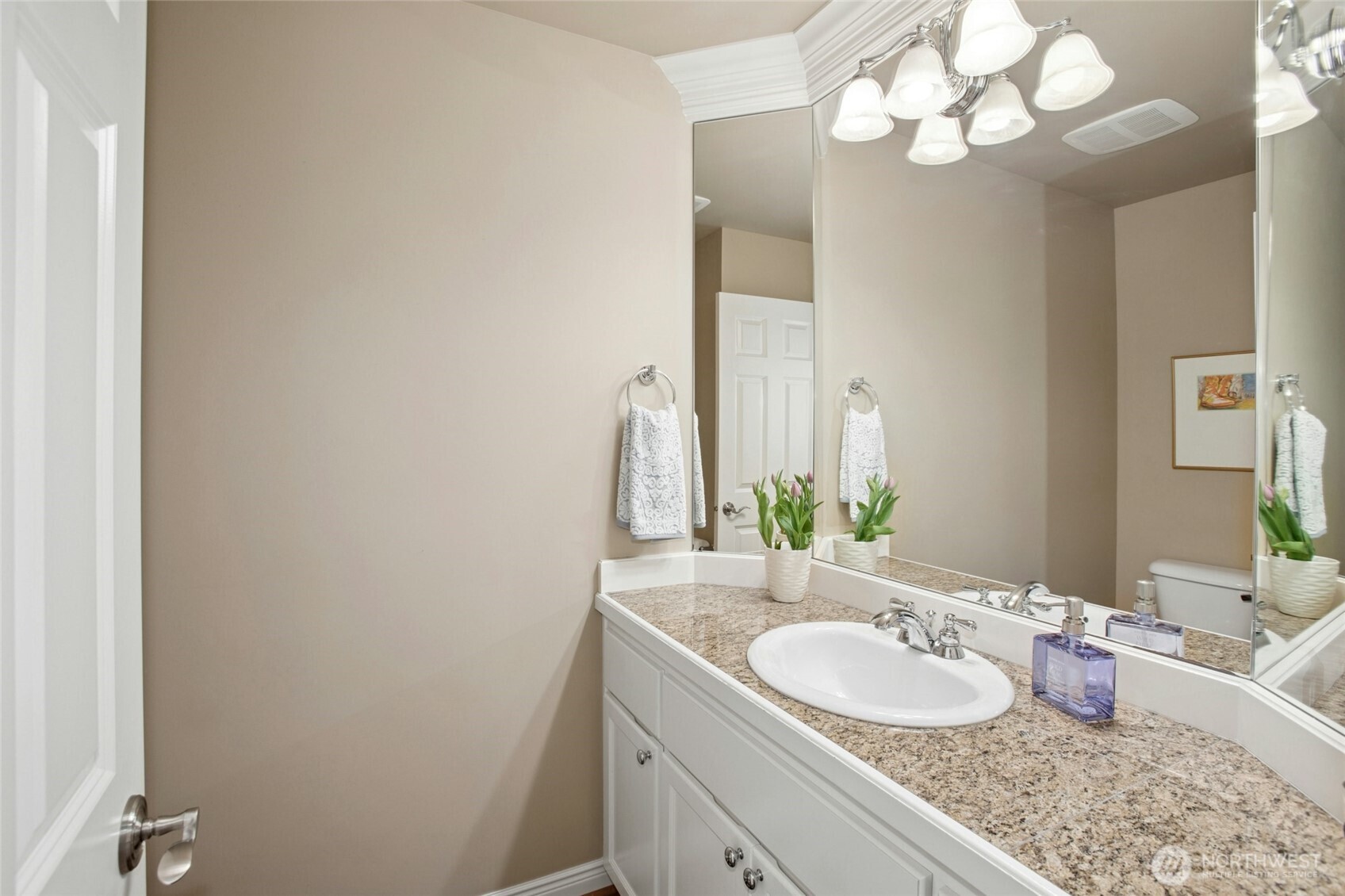 Powder room on the main level.